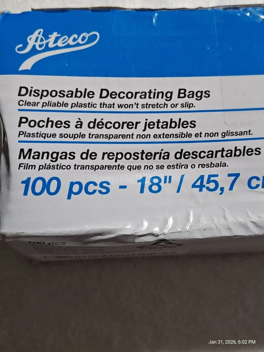 Ateco 18-Inch Disposable Decorating Bags, Pack of 100